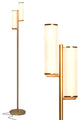 Gemini Mid Century Modern Two Light LED Floor Lamp for Living Room Antique Brass