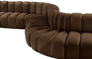 Arc Velvet Upholstered 6-Pc. Facing Modular Sectional, Brown