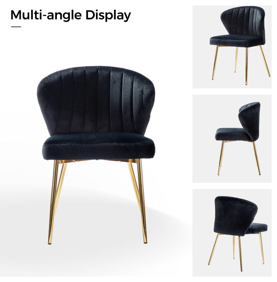Luna Contemporary Side Chair With Tufted Back, Black