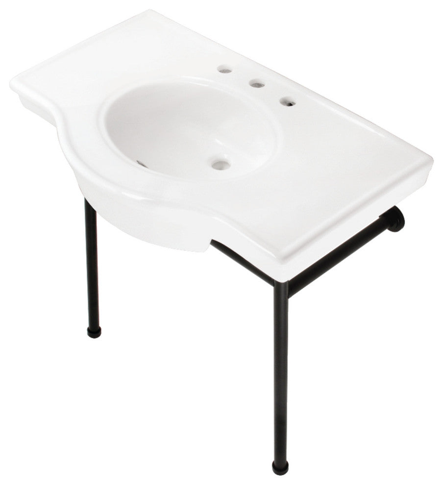 Fauceture VPB28140W8MB 37" Ceramic Console Sink, Legs