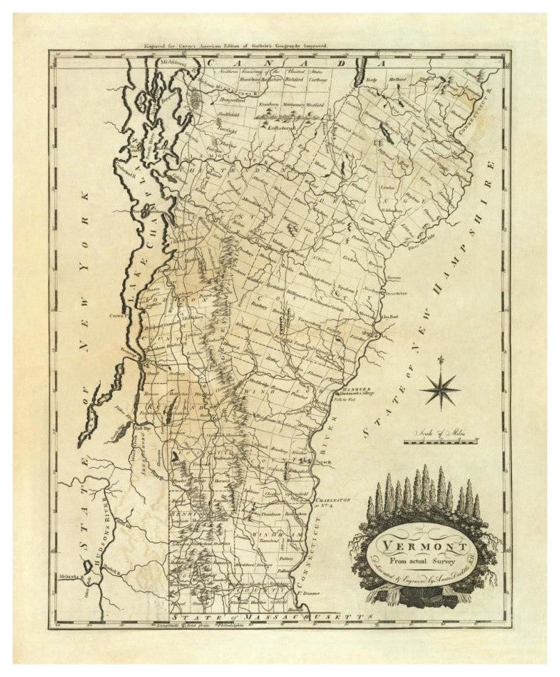 "Vermont, 1795" Digital Paper Print by Mathew Carey, 27"x32"