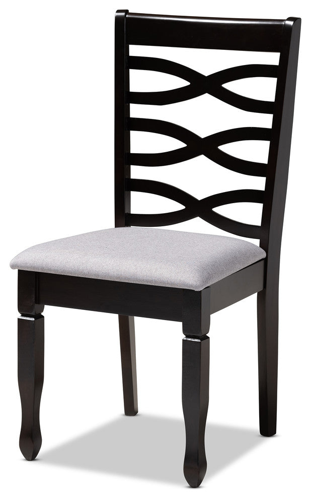 Brande Gray Fabric Espresso Brown Finish Dining Chairs, Set of 4