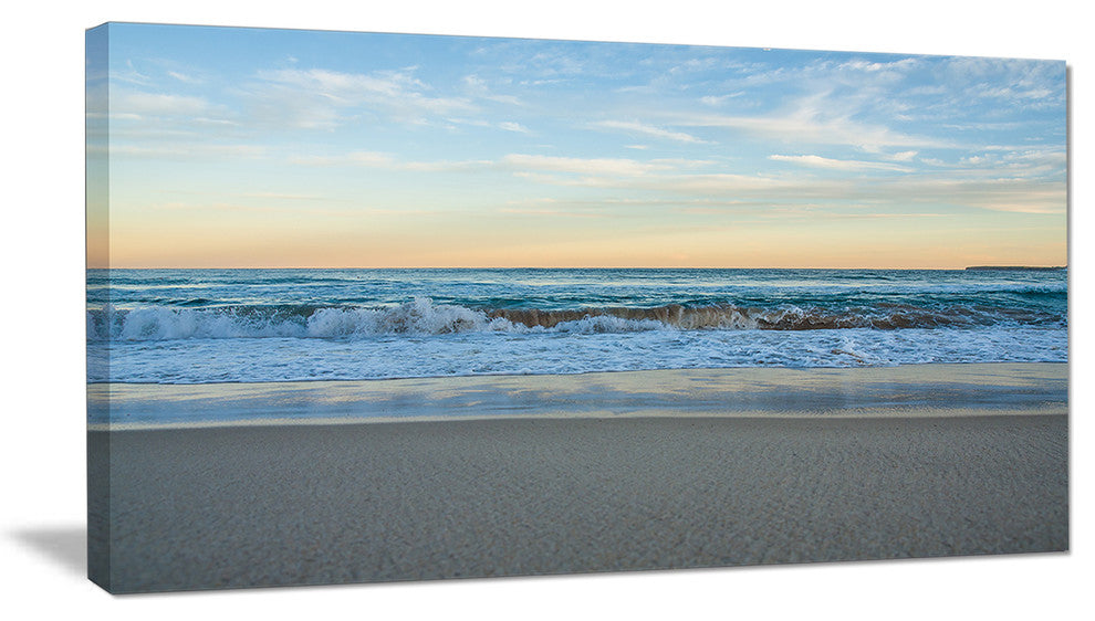 "Blue Splashing Scene Beach" Seashore Canvas Print, 32"x16"
