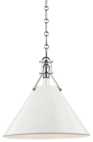 Painted No.2 Large Pendant, Polished Nickel, Off White Shade