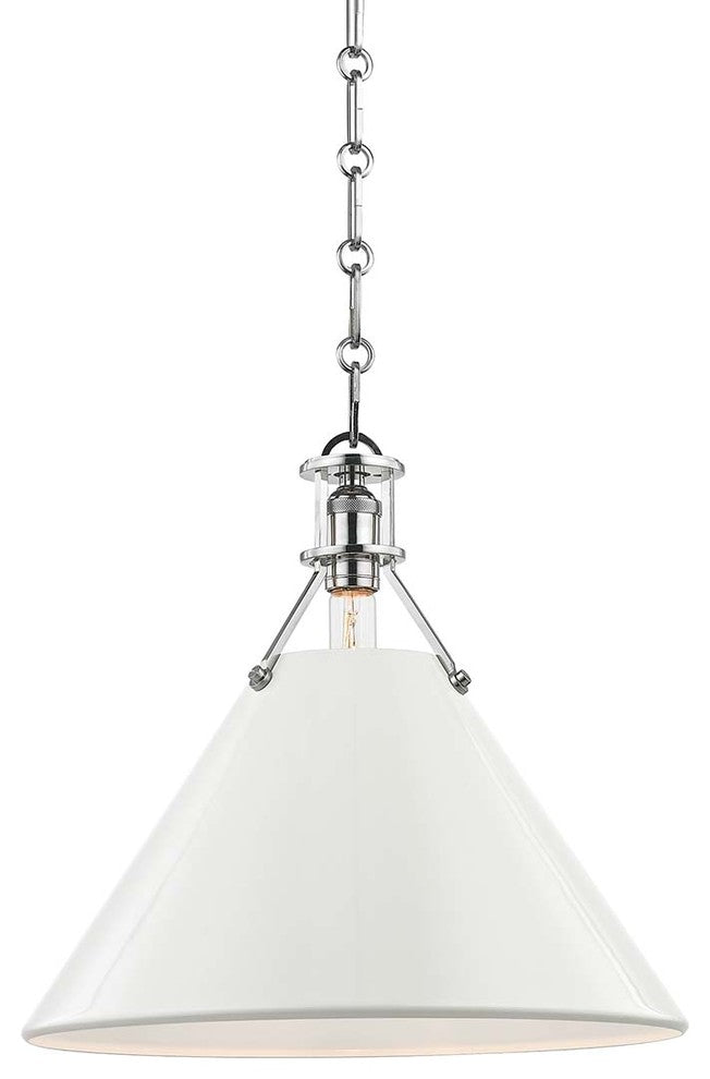 Painted No.2 Large Pendant, Polished Nickel, Off White Shade