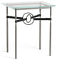 Equus Side Table, Natural Iron Finish, Black Accents, Black Leather Strap