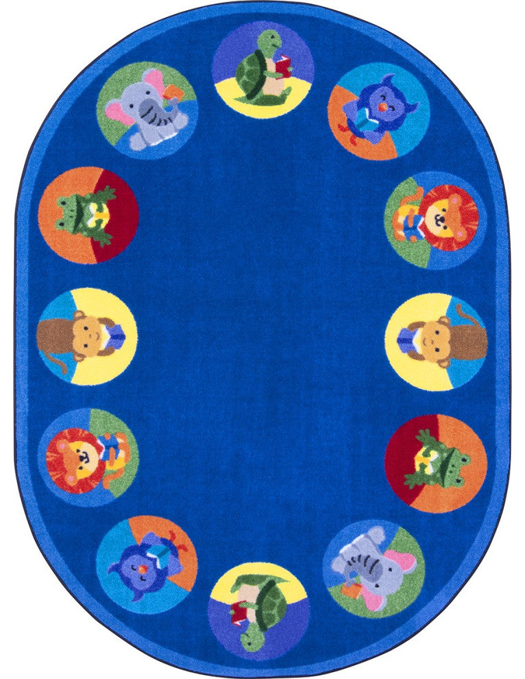 Animal Readers 7'8" X 10'9" Oval Area Rug, Color Multi