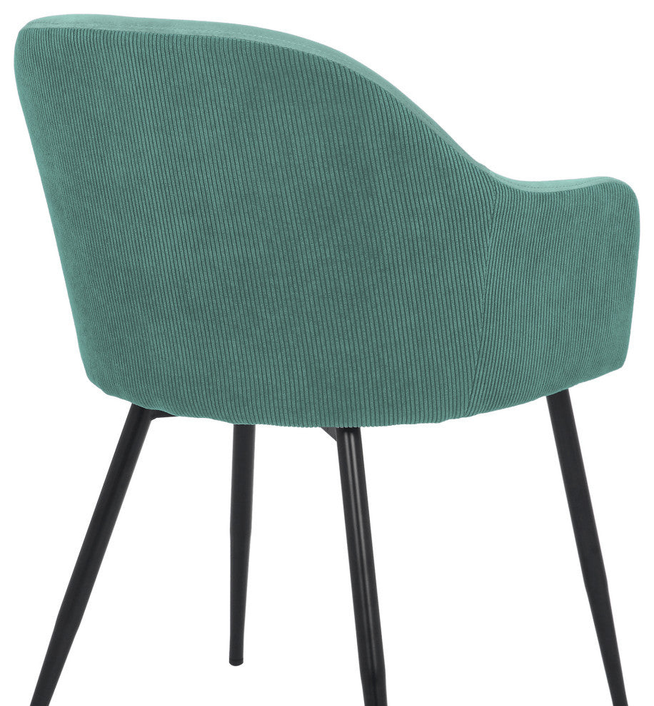 Pixie Fabric Dining Room Chair With Black Metal Legs, Teal