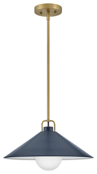 Lark Milo 16" Pendant Light, Lacquered Brass + Matte Navy shade