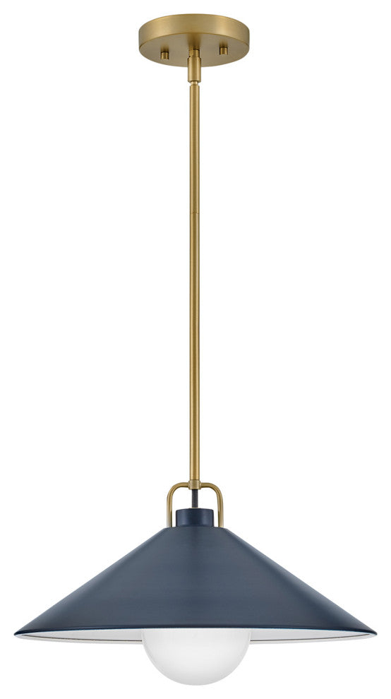 Lark Milo 16" Pendant Light, Lacquered Brass + Matte Navy shade