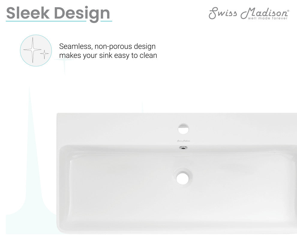 Carre 36" Rectangle Wall-Mount Bathroom Sink
