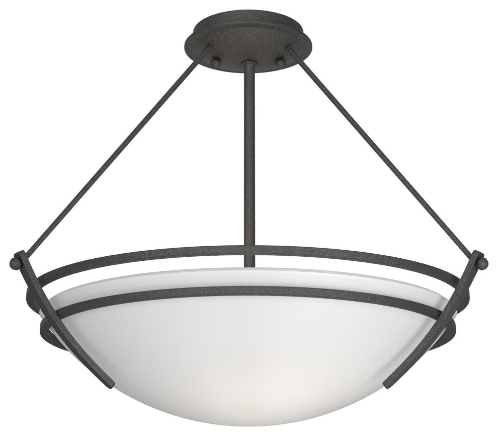 Presidio Tryne Medium Semi-Flush, Natural Iron Finish, Opal Glass