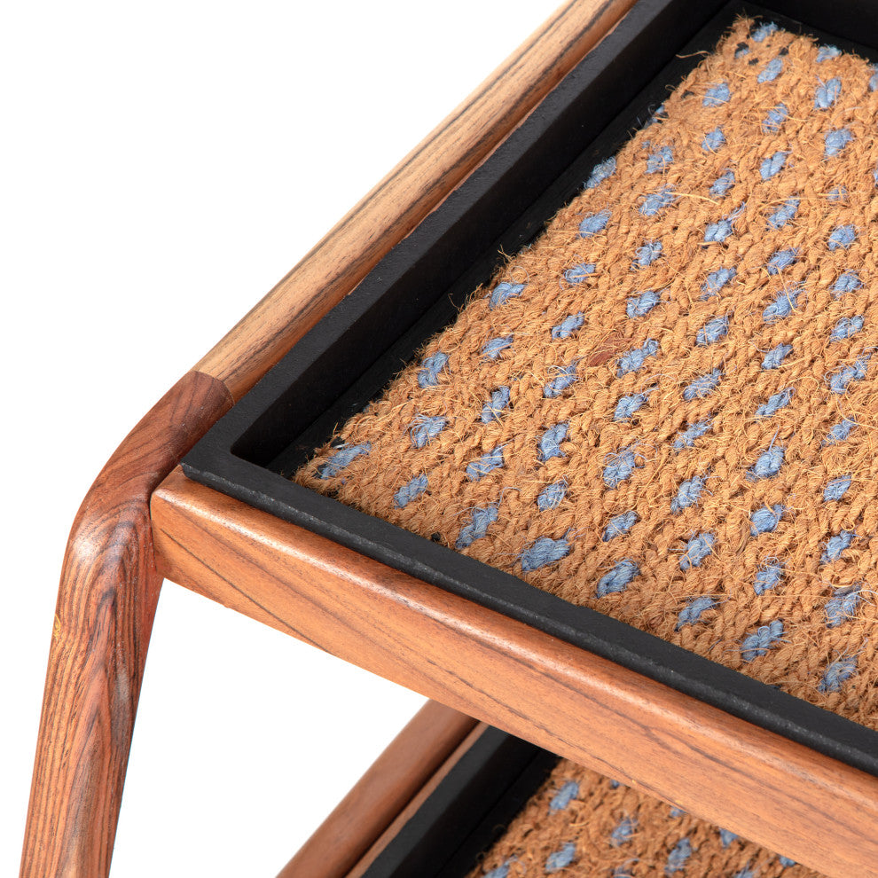 Double-Tier Natural Stand With 3-Pair Rubber Boot Trays My Blue Heaven