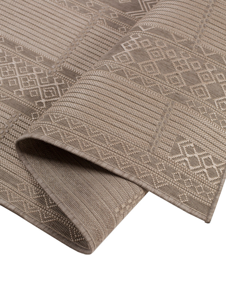 Outdoor Collection Geometric Pattern Bohemian Rug, Neutral, 7'10"x10'