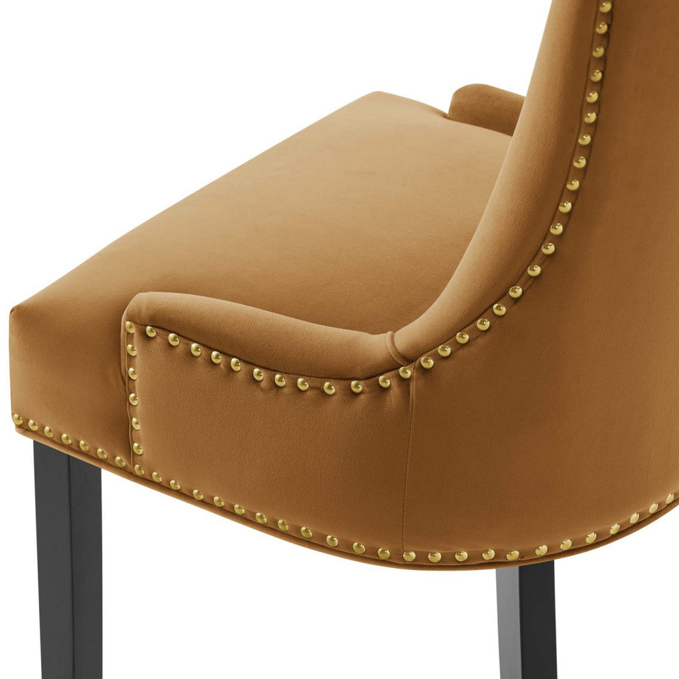 Dining Chair, Nailhead, Set of 2, Brown, Velvet, Modern, Bistro Hospitality