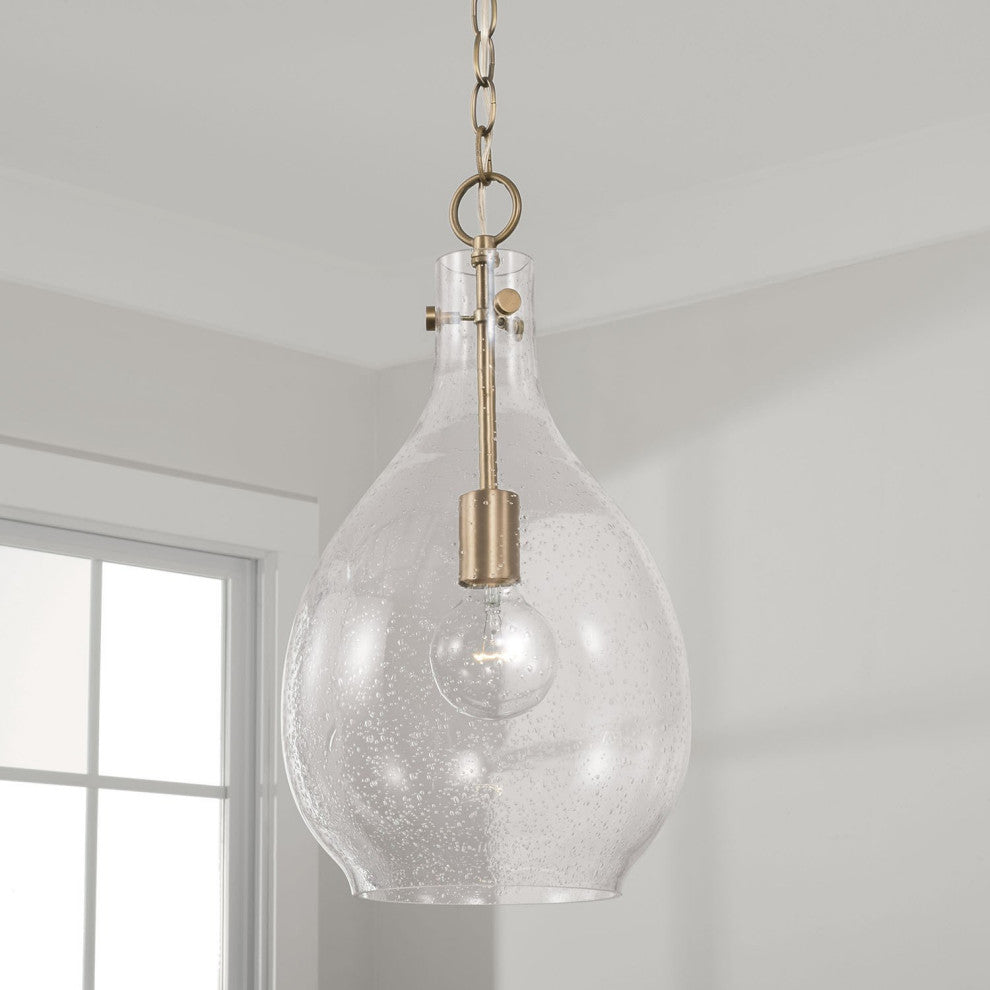 HomePlace Lighting Brentwood 1-Light Pendant 349011AD Aged Brass