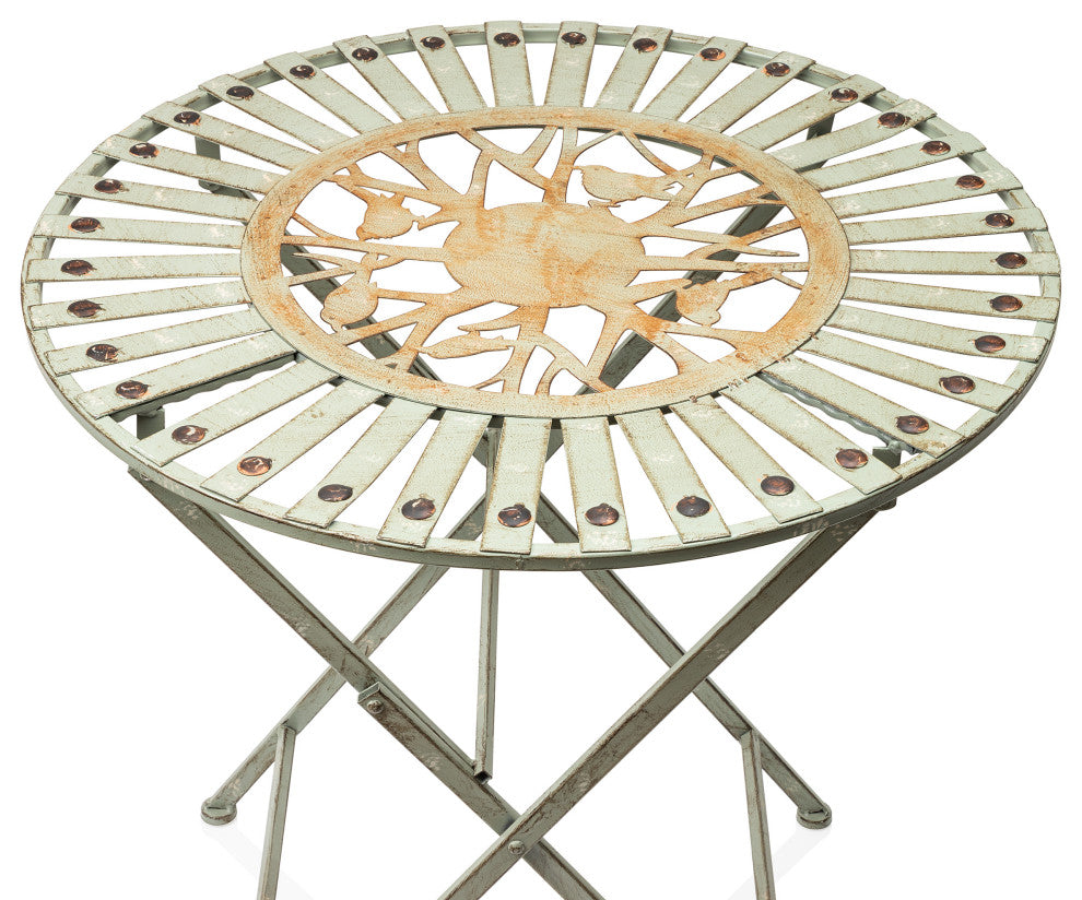 Bird Design 3-Piece Bistro Set Folding Table and Chairs Patio Seating