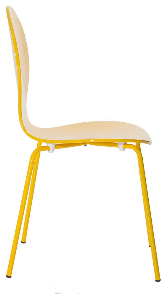 Modern Contemporary Kitchen Wood Dining Side Chair Yellow