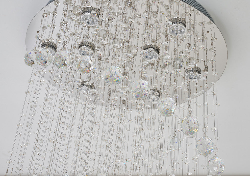 Clear Crystal Flushmount Chrome Frame Spiral Light Fixture
