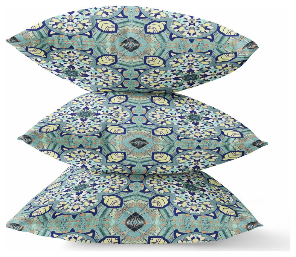 20" Green Cream Cloverleaf Boho Suede Throw Pillow