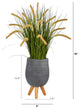 3' Onion Grass Artificial Plant, Gray Planter With Stand