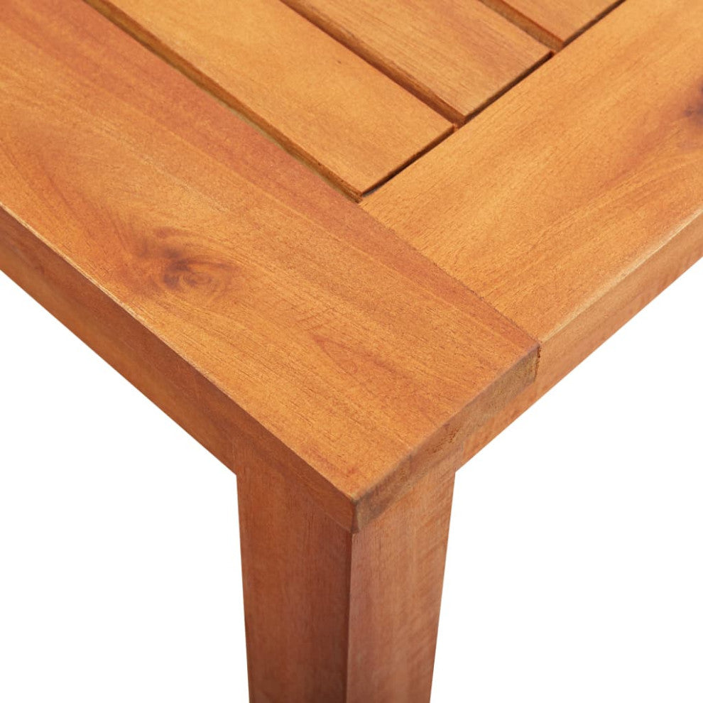vidaXL Solid Acacia Wood Patio Table with Umbrella Hole 59" Garden Dining