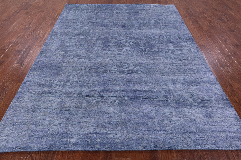 7' 11" X 9' 11" Wool and Silk Modern Handmade Rug Q11751