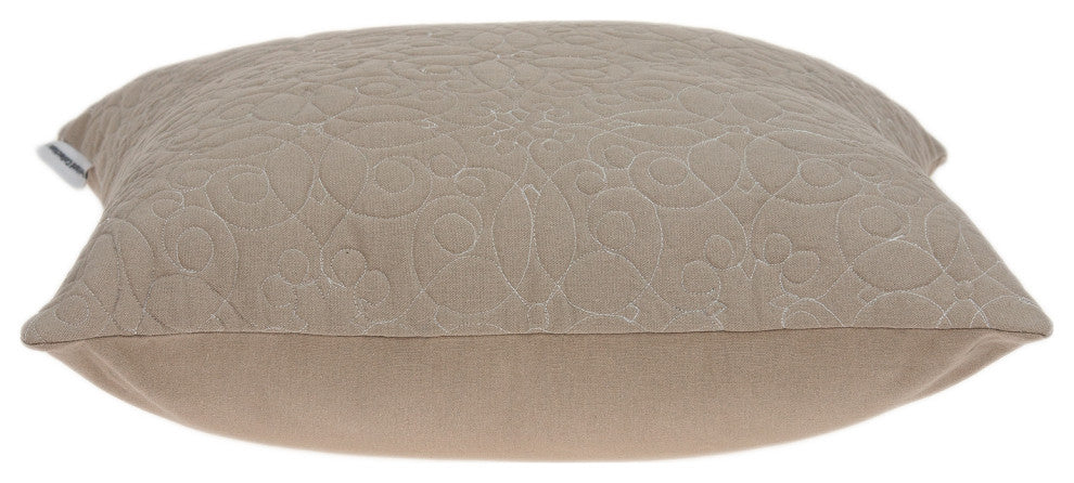 HomeRoots 20" x 7" x 20" Elegant Transitional Tan Pillow Cover With Poly Insert