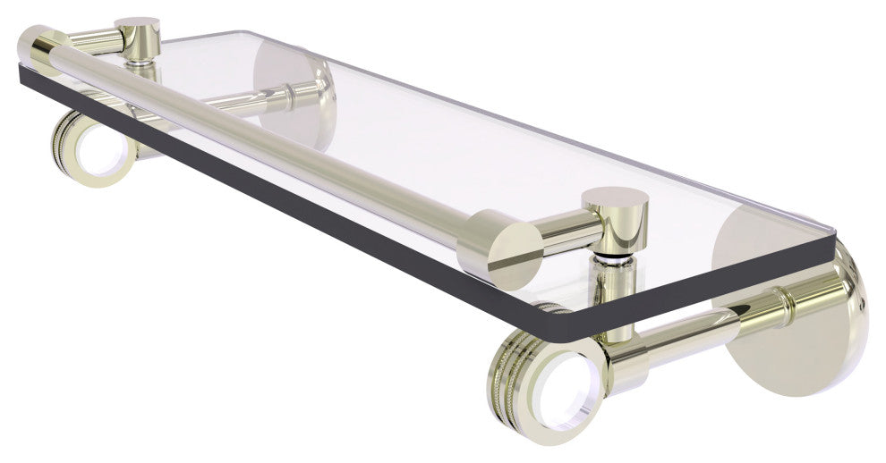 Clearview 16" Gallery Rail Glass Shelf with Dotted Accents, Polished Nickel