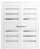 Interior French Double Doors Frosted Glass|Quadro 4266 White Silk -48x80