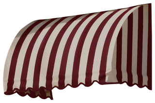 Awntech 5' Savannah Acrylic Fabric Fixed Awning, Burgundy/Tan Stripe