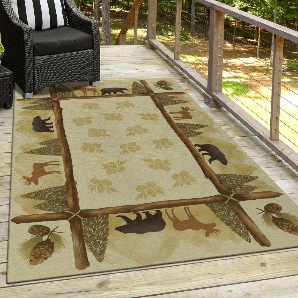 Indoor/Outdoor Excursion EX2 Beige Machine Washable 3' x 5' Rug