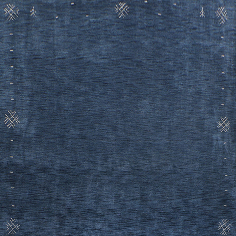 Hand Knotted Loom Wool Area Rug Contemporary, Blue, [Rectangle] 3'x5'