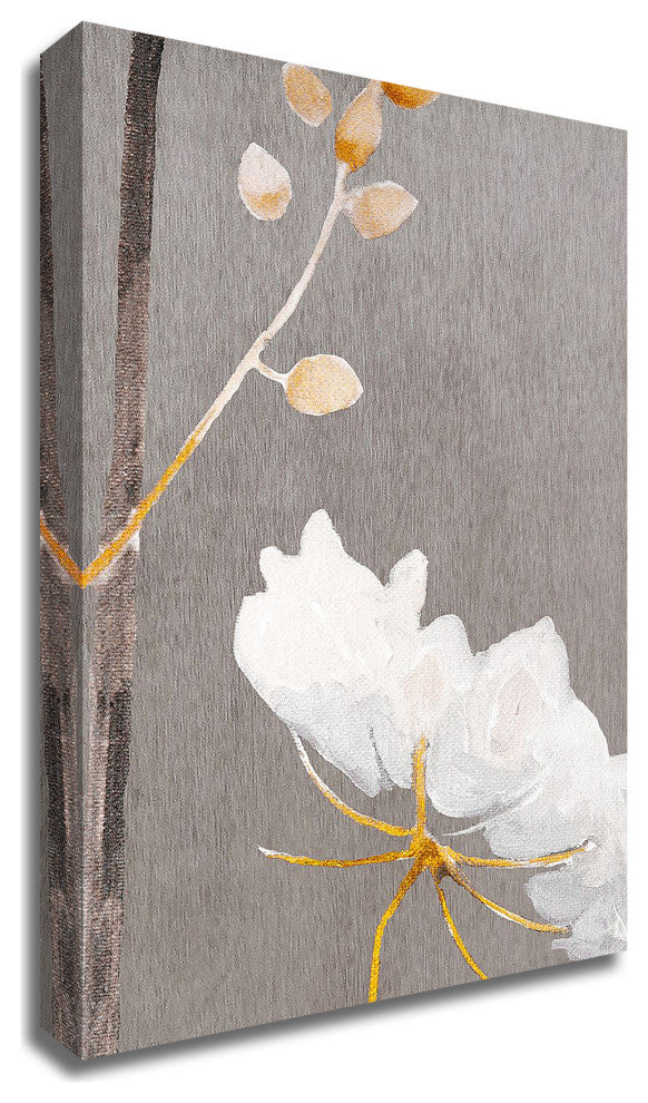 "White Flower on Medium Gray" by India & Purry, Print on Canvas, 24"x32"