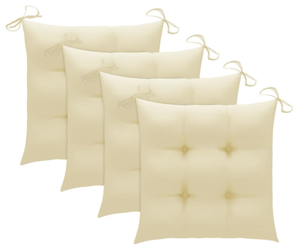 Vidaxl Garden Chairs With Cream White Cushions 4-Piece Set Solid Teak Wood