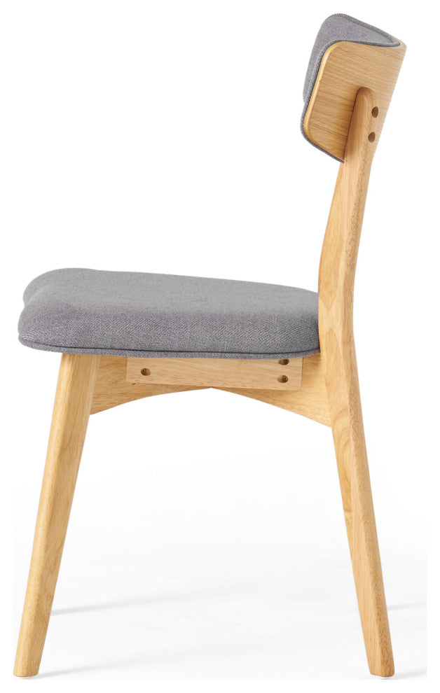 Crystal Mid-Century Modern Fabric Upholstered Dining Chairs, Set of 2, Dark Gray