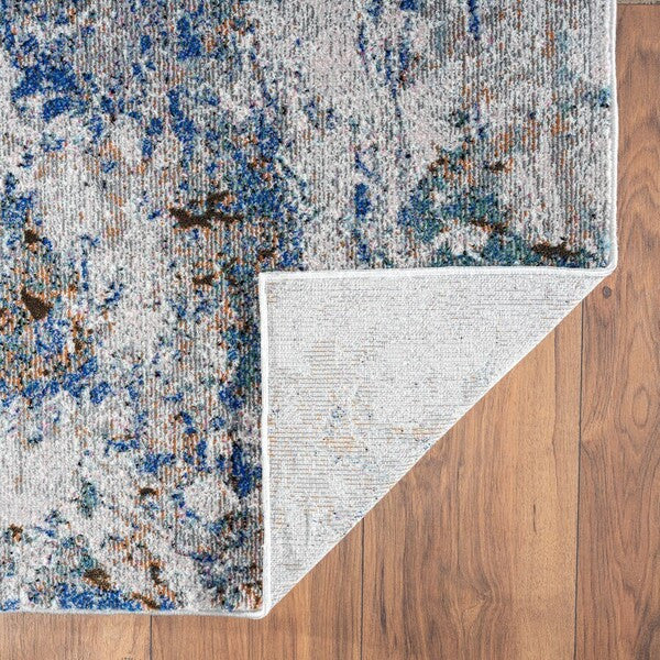 8" x 10" Blue and Gray Abstract Earth Area Rug