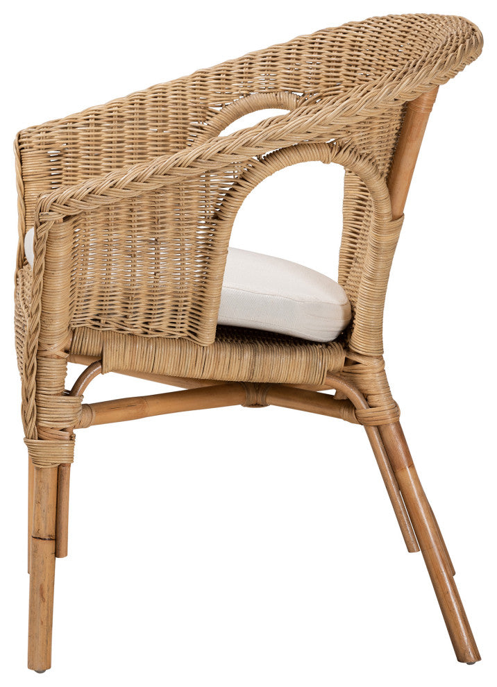 Abbey Modern Bohemian Natural Brown Antique Rattan Dining Chair