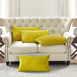 Ribbed Flanned Pillow Shell 4 Piece Set, Lemon Curry, 14" X 26"