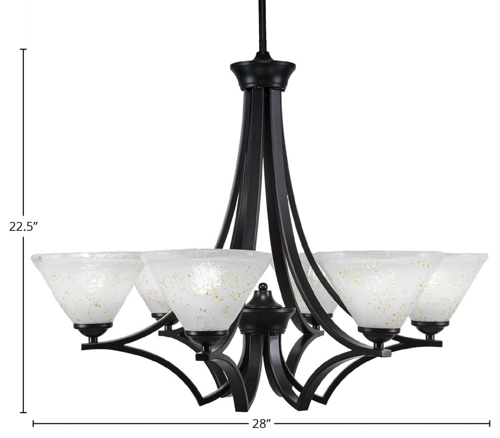 Chandeliers, 7" Gold Ice Glass