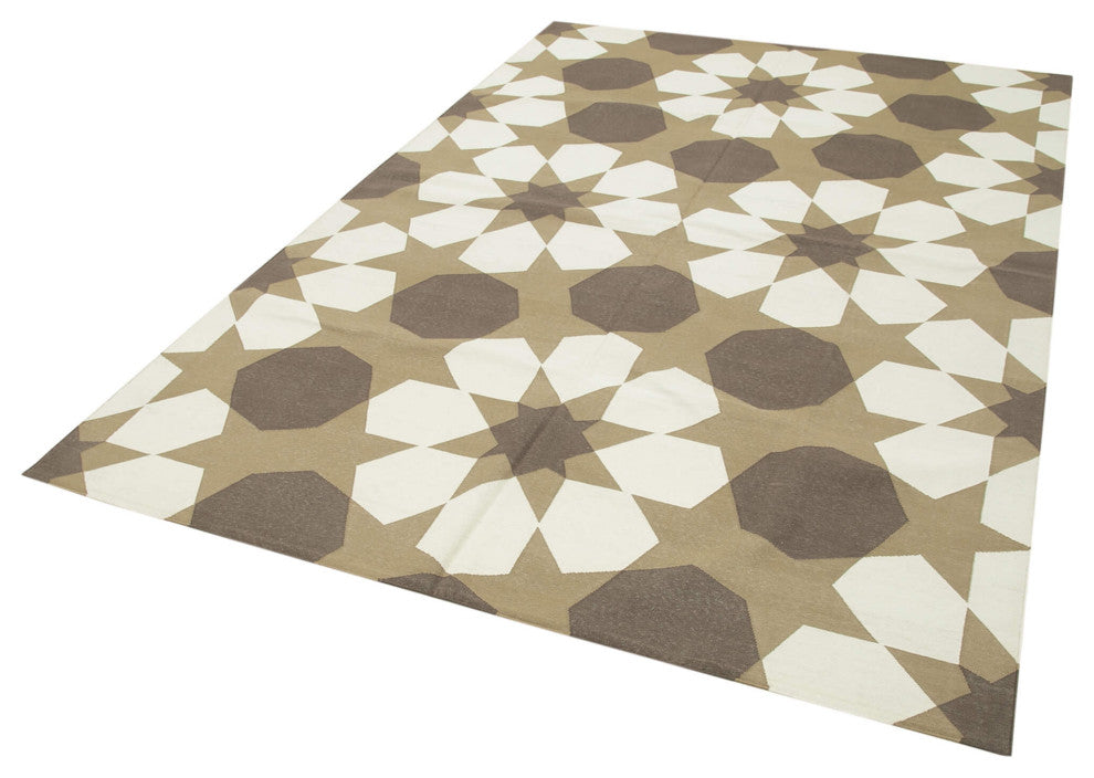 Rug N Carpet - Handmade Wool 6' 1'' x 9' 0'' Modern Design Dhurrie Kilim Rug
