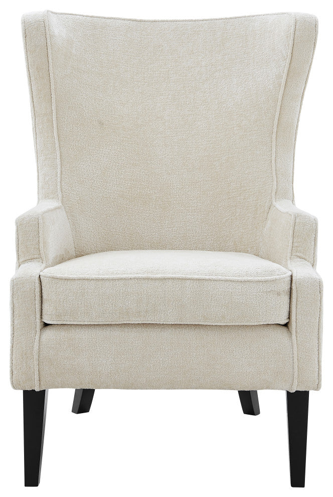 Clementine KD Fabric Wing Accent Arm Chair, Cream