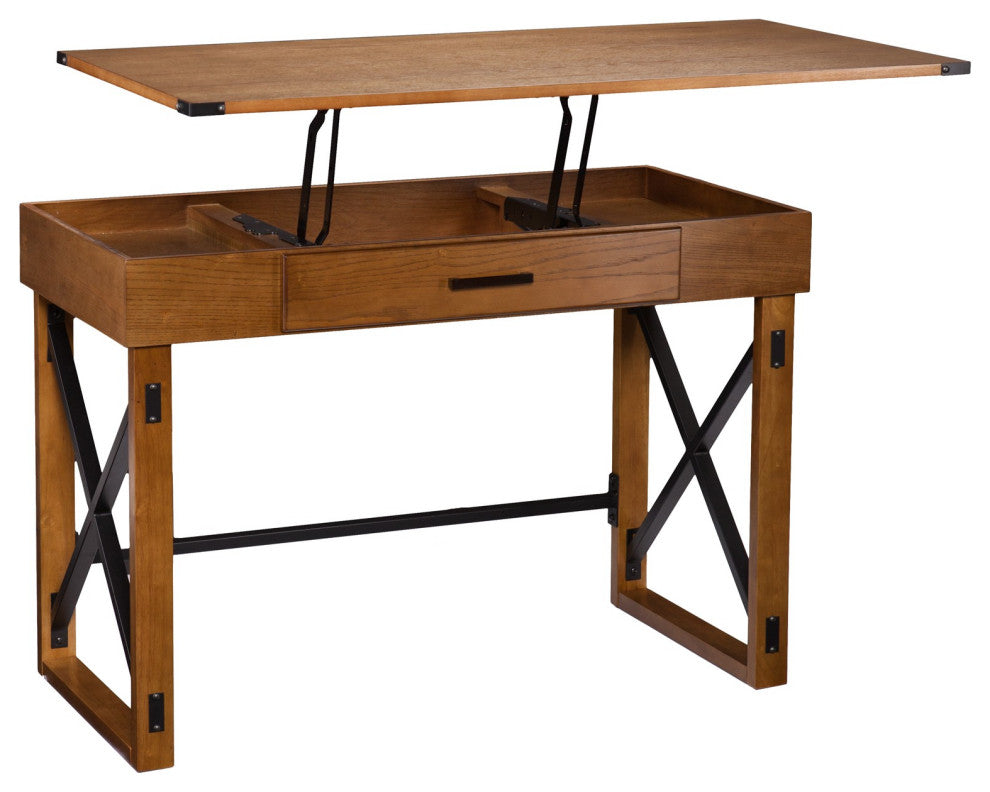 Natural Brown Adjustable Height Desk