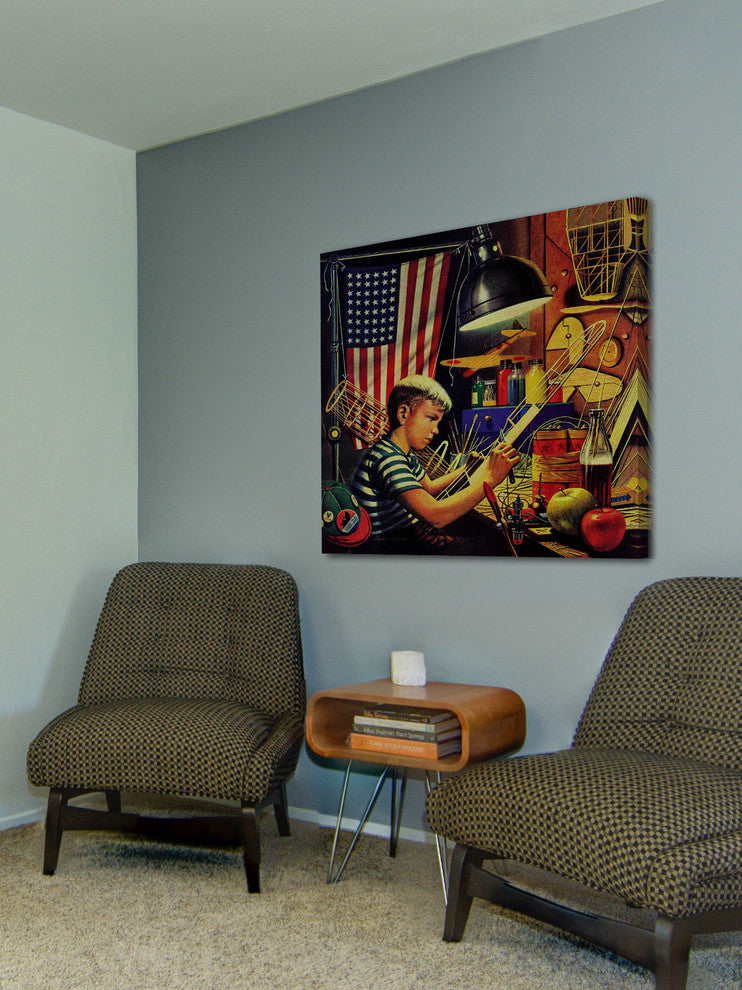 "Model Airplanes" Painting Print on Canvas by Stevan Dohanos