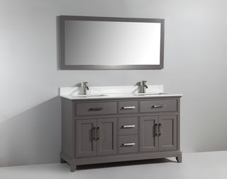 Vanity Art Vanity Set With White Stone Top, 60", Gray, Standard Mirror