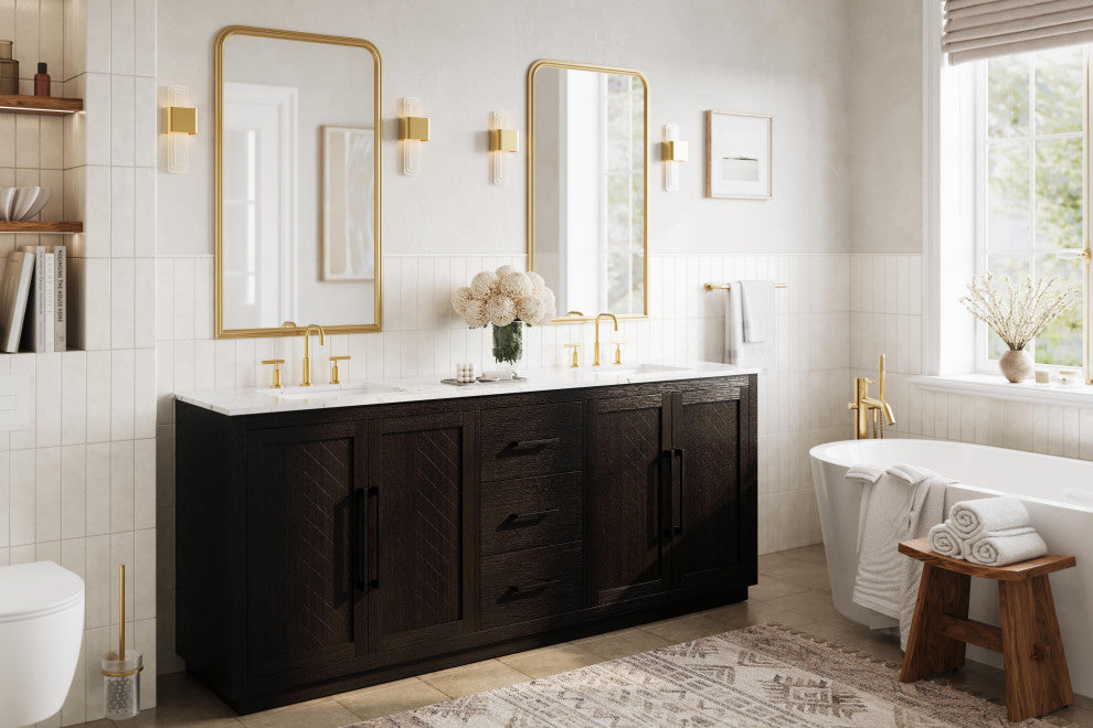 Home Living 84" Double Bathroom Vanity, Chocolate Oak