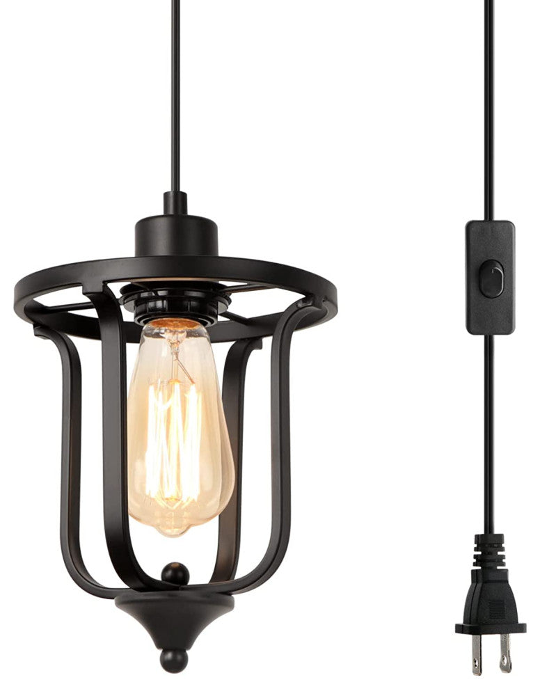 Plug, Pendant Light Fixture Vintage Black Pendant Lamp