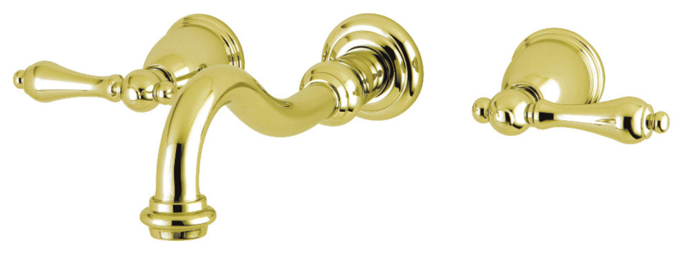 Kingston Brass 2-Handle Wall Mount Bathroom Faucet, Polished Brass