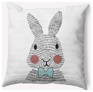 Bow-tie Bunny Easter Indoor/Outdoor Throw Pillow, Wave Top Blue, 18x18"