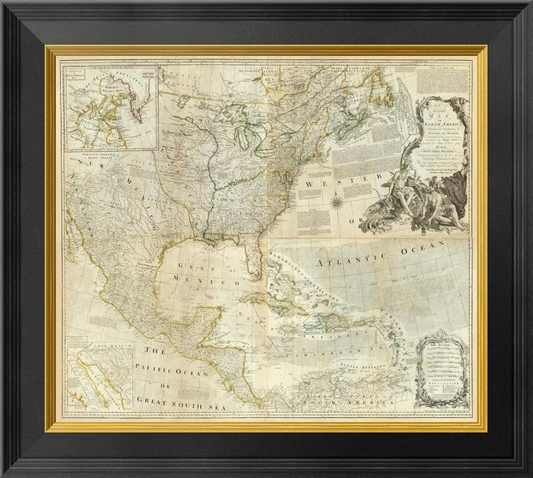 "Composite: North America, 1776" Framed Canvas Giclee by Thomas Jefferys, 20x18"